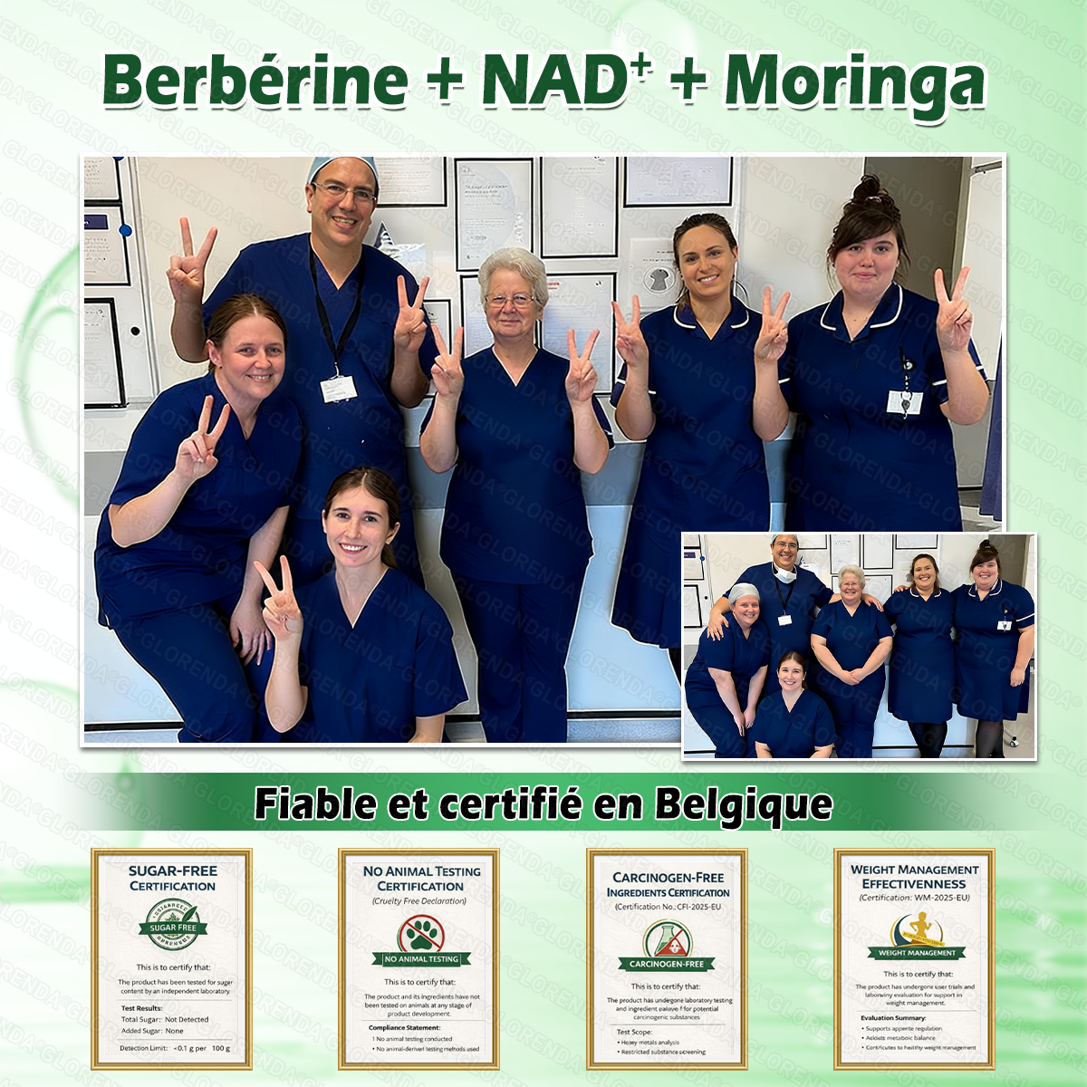 Boutique officielle 🌱🌱 𝐆𝐋𝐎𝐑𝐄𝐍𝐃𝐀® Moringa · Berbérine + NAD+ – Patch Microneedle Nano Avancé 10-en-1 (1×/jour, résultats visibles en 7 jours) | Obésité, relâchement cutané, apnée du sommeil, articulations, etc.