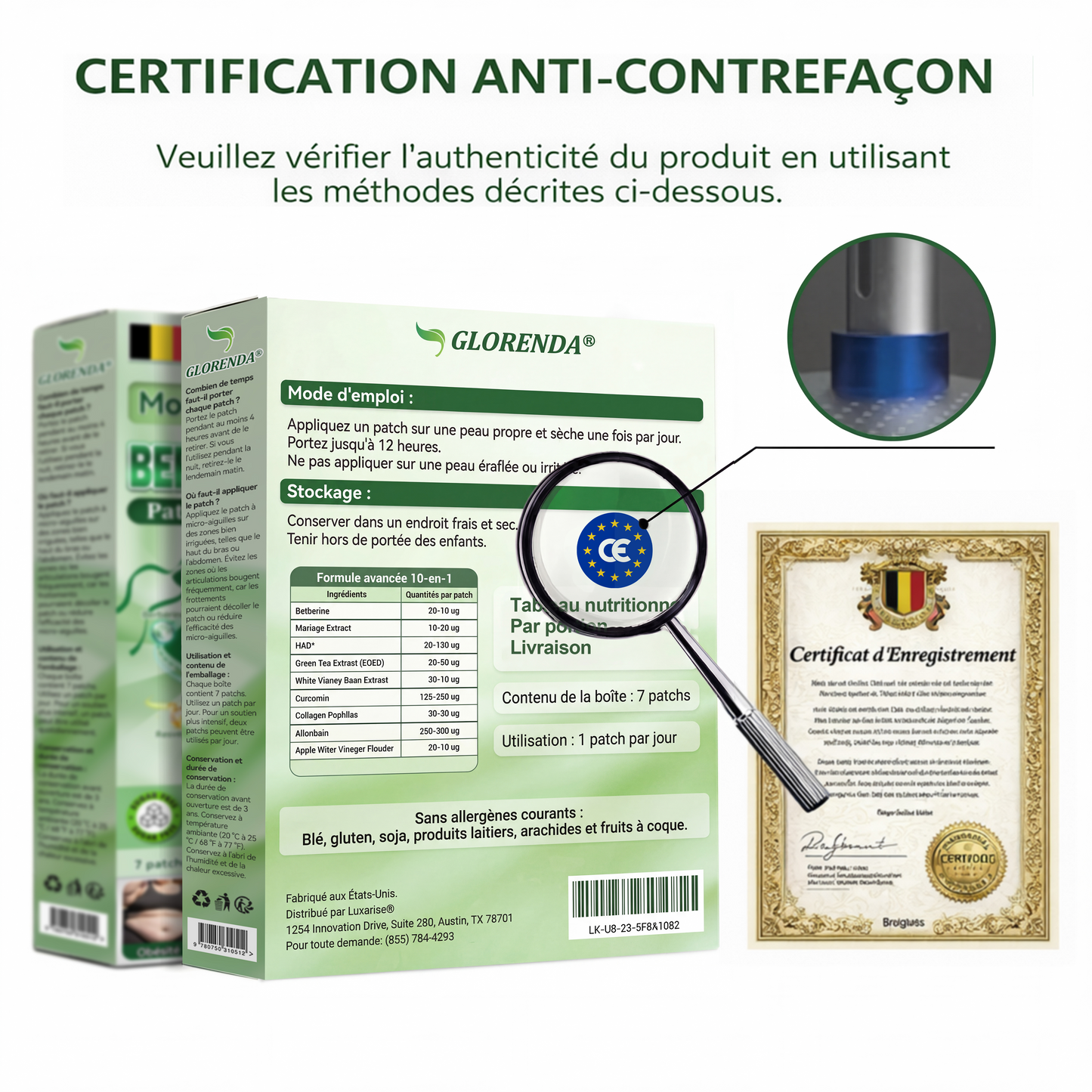 Boutique officielle 🌈🌈 𝐆𝐋𝐎𝐑𝐄𝐍𝐃𝐀® Moringa · Berbérine + NAD+ – Patch Microneedle Nano Avancé 10-en-1 (1×/jour, résultats visibles en 7 jours) | Obésité, relâchement cutané, apnée du sommeil, articulations, etc.